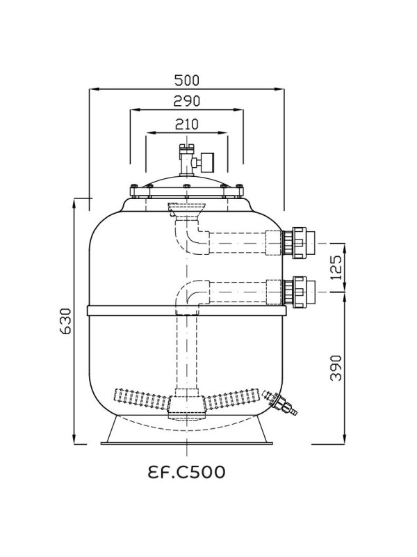 Фильтр Evo Cosmo, d= 500 мм, DN40, засыпка - 400 мм, H = 630 мм, звезда, без кл.