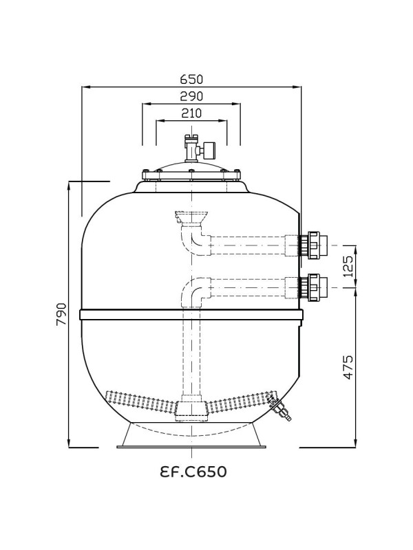 Фильтр Evo Cosmo, d= 650 мм, DN40, засыпка - 400 мм, H = 790 мм, звезда, без кл.