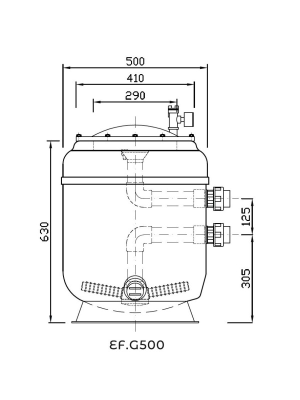 Фильтр Evo Galaxia, d= 500 мм, DN40, засыпка - 400 мм, H = 630 мм, звезда, без кл.