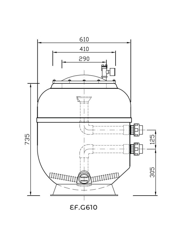 Фильтр Evo Galaxia, d= 610 мм, DN40, засыпка - 400 мм, H = 735 мм, звезда, без кл.