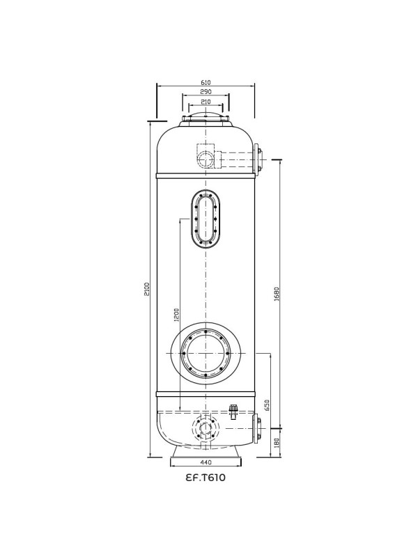 Фильтр Evo Titan, d= 610 мм, DN65, засыпка - 1200 мм, H = 2100 мм, дюзовое дно, без кл.