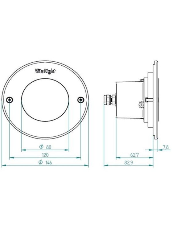 Прожектор 16/4 Power LED 3.0, 43 Вт, 24В DC, круг 146 мм, V4A, монох. 3000К, 5 м кабель 2x1,5 мм2, RG