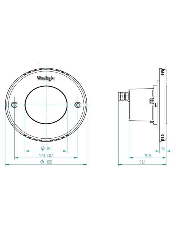 Прожектор 16/4 Power LED 3.0, 43 Вт, 24В DC, круг 146 мм, V4A, монох. 6000К, 5 м кабель 2x1,5 мм2, V4A