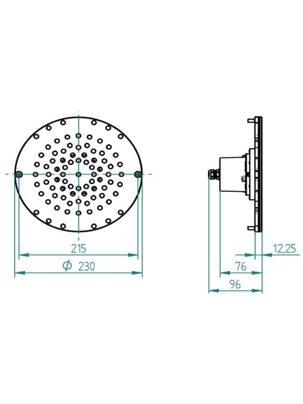 Прожектор донный 16/4 Power LED 3.0, 24В DC, круг 230 мм, V4A, монох. 3000K, 5 м каб. 2x1,5 мм2, BZ