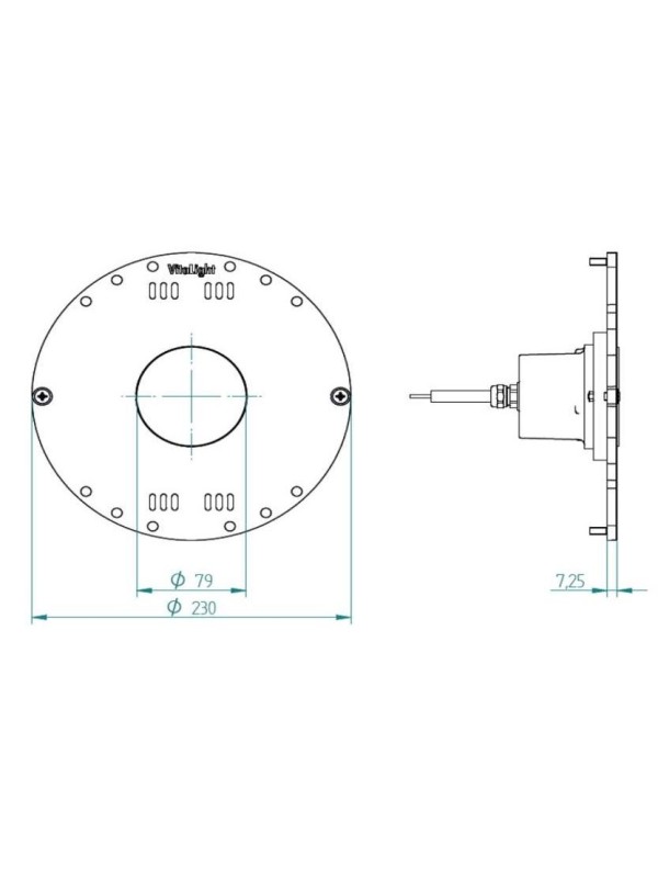 Прожектор 16/4 Power LED 3.0, 43 Вт, 24В DC, круг 230 мм, V4A, монох. 3000K, 5 м каб. 2x1,5 мм2, RG