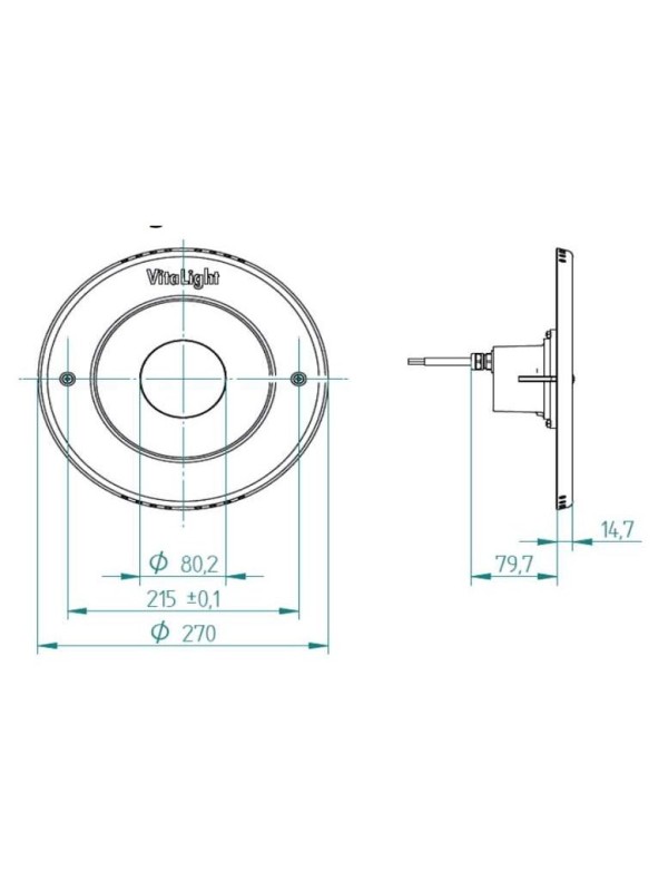 Прожектор 16/4 Power LED 3.0, 43 Вт, 24В DC, круг 270 мм, V4A, монох. 6000K, 5 м каб. 2x1,5 мм2, RG